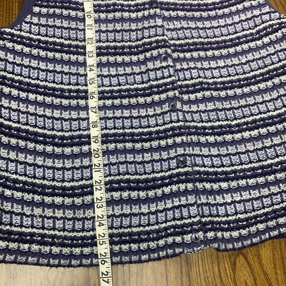 Vintage Cricket Lane V Neck Knit Sweater Vest Purple Stripe 5 Button Size Large - Picture 8 of 8